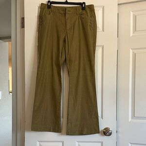 Cabi Linen Olive Green Wide-Leg Pants
